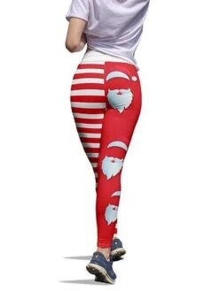 Women's Tights Leggings Red White Black Mid Waist Sports Fashion Christmas Gifts Yoga Xmas Print Stretchy Ankle-Length 4 Way Stretch Stripe S M L XL XXL / Loose Fit -Xmas Cothing Store pzqzfs1632710590879