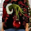 Women's Ugly Christmas Sweater Pullover Sweater Jumper Crew Neck Ribbed Knit Polyester Print Fall Winter Regular Xmas Daily Going Out Stylish Plus Size Casual Long Sleeve Print Black Green XL -Xmas Cothing Store qamrmi1696993406706
