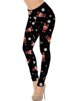 Women's Christmas Leggings Full Length Active Fashion Christmas Daily Black Brown S XL Fall & Winter -Xmas Cothing Store qatgmd1697528971072