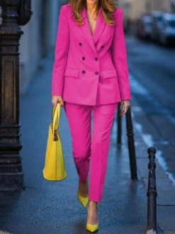 Women's Suits Blazer Formal Button Solid Color Christmas Casual / Daily Xmas Stylish Regular Fit Outerwear Long Sleeve Fall Yellow S