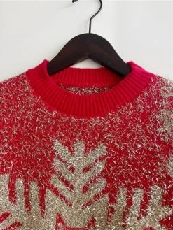 Women's Ugly Christmas Sweater Pullover Sweater Jumper Crew Neck Ribbed Knit Polyester Oversized Fall Winter Regular Outdoor Christmas Daily Stylish Casual Soft Long Sleeve Elk Snowflake Wine Red S M -Xmas Cothing Store qawilo1696903406317