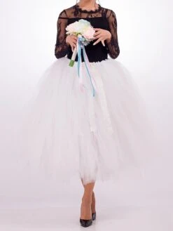 Women's Skirt Swing Tutu Midi Organza White Navy Blue Blue Fuchsia Skirts Summer Layered Tulle Lined Fashion Basic Casual Party Christmas One-Size