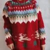 Women's Ugly Christmas Sweater Pullover Sweater Jumper Crew Neck Crochet Knit Acrylic Knitted Fall Winter Christmas Holiday Stylish Casual Soft Long Sleeve Xmas Tree White Red Navy Blue S M L -Xmas Cothing Store qcoyvc1659414993403
