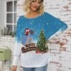 Women's Ugly Christmas Sweater Pullover Sweater Jumper Crew Neck Ribbed Knit Polyester Knitted Print Fall Winter Regular Outdoor Xmas Holiday Daily Stylish Casual Long Sleeve Animal Snowflake -Xmas Cothing Store qewvjl1697291260522