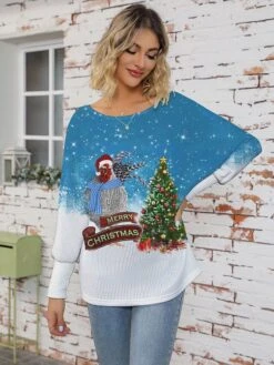 Women's Ugly Christmas Sweater Pullover Sweater Jumper Crew Neck Ribbed Knit Polyester Knitted Print Fall Winter Regular Outdoor Xmas Holiday Daily Stylish Casual Long Sleeve Animal Snowflake