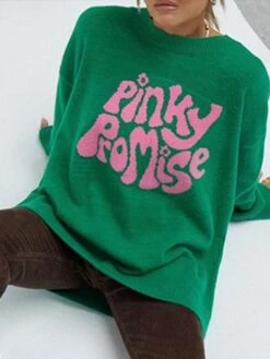 Women's Ugly Christmas Sweater Pullover Sweater Jumper Crew Neck Ribbed Knit Acrylic Knitted Print Fall Winter Outdoor Home Xmas Stylish Casual Soft Long Sleeve Letter White Red Green S M L -Xmas Cothing Store qgwozt1667901168338