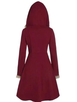 Women's Winter Coat Long Overcoat With Belt Christmas Party Wear Warm Single Breasted Pea Coat With Fur Collar Halloween Fall Trench Coat Dress Jacket Red Black Khaki Elegant Outerwear Casual Jacket -Xmas Cothing Store qitiuq1639470987796