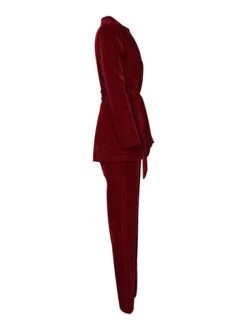 Women's Blazer Suits Velvet Christmas 2 Piece Blazer & Pants Party Wear Office Work Xmas Casual Jakcet Single Breasted Coat With Belt Fashion Street Wear -Xmas Cothing Store qkkori1690534885004