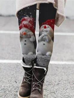 Women's Leggings Full Length Active Fashion Outdoor Christmas Black Pink S M Fall Winter -Xmas Cothing Store qlwpss1694773210399