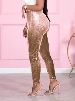 Women's Tights Leggings Red & White Green Apricot Fashion Sparkle Sparkle & Shine Xmas Party Christmas Street Sequins Stretchy Full Length Comfort Plain S M L XL XXL -Xmas Cothing Store qnlgxr1666251381845