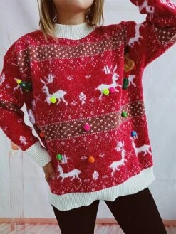Women's Christmas Sweater Set Pullover Sweater Jumper Christmas Sweaters Crew Neck Chunky Knit Polyester Knitted Spring Fall Winter Regular Daily New Year -Xmas Cothing Store qogxdi1697539825362