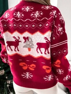 Women's Ugly Christmas Sweater Pullover Sweater Jumper Crew Neck Crochet Knit Polyester Knitted Fall Winter Xmas Holiday Stylish Casual Soft Long Sleeve Christmas Tree Snowflake Red Green S M L -Xmas Cothing Store qopfnj1662099949580