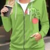 Women's Christmas Grinch Hoodie Jacket Fall Zip Up Sport Coat Drawstring Jacket Casual / Daily Xmas Fashion Loose Fit Outerwear Long Sleeve Fall Dark Green S -Xmas Cothing Store qptwbr1695816362503