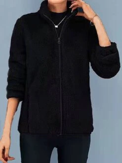 Women's Winter Coat Winter Jacket Fleece Jacket Sherpa Jacket Christmas Street Daily Wear Fall Winter Regular Coat Stand Collar Regular Fit Windproof Warm Casual Daily Street Xmas Jacket Long Sleeve -Xmas Cothing Store qqnlfs1694761152546