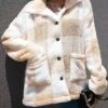 Women's Fleece Sherpa Jacket Teddy Coat Christmas Plaid Winter Coat Windproof Warm Jacket With Pocket Single Breasted Outerwear Long Sleeve 1 Women's Fleece Sherpa Jacket Teddy Coat Christmas Plaid Winter Coat Windproof Warm Jacket With Pocket Single Breasted Outerwear Long Sleeve -Xmas Cothing Store qsijht1696170466625