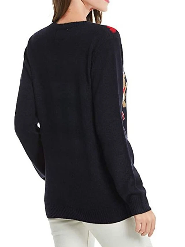 Women's Ugly Christmas Sweater Pullover Sweater Jumper Crew Neck Ribbed Knit Acrylic Knitted Fall Winter Outdoor Xmas Daily Stylish Casual Soft Long Sleeve Santa Claus Elk Black S M L 5 Women's Ugly Christmas Sweater Pullover Sweater Jumper Crew Neck Ribbed Knit Acrylic Knitted Fall Winter Outdoor Xmas Daily Stylish Casual Soft Long Sleeve Santa Claus Elk Black S M L - Image 3