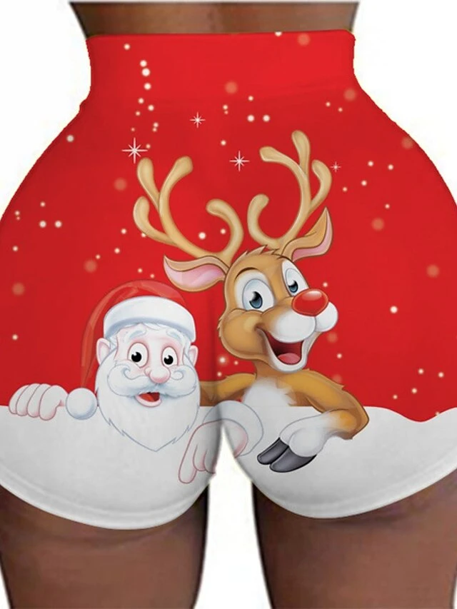 Women's Shorts Hot Pants Light Sky Blue Green Blue Fashion Christmas Weekend Print Stretchy Short Comfort Xmas Snowman S M L XL 2XL 3 Women's Shorts Hot Pants Light Sky Blue Green Blue Fashion Christmas Weekend Print Stretchy Short Comfort Xmas Snowman S M L XL 2XL