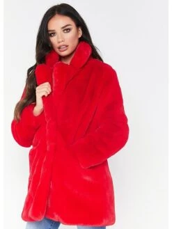 Women's Faux Fur Coat Regular Fur Collar Coat White Black Pink Yellow Fuchsia Stylish Christmas Fall Open Front Turndown Regular Fit S M L XL XXL 3XL / Warm -Xmas Cothing Store qujbta1635332487436