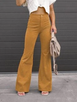 Women's Bell Bottom Pants Trousers Full Length Corduroy Pocket High Waist Fashion Streetwear Christmas Street Xmas Wine Black S M Winter Autumn / Fall -Xmas Cothing Store qunacn1695347093176