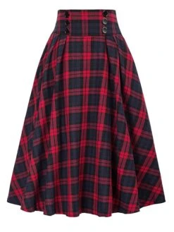 Women's Skirt A Line Swing Midi Red Blue Green Khaki Skirts Fall & Winter Print High Waist Fashion Casual Christmas Street Xmas S M L