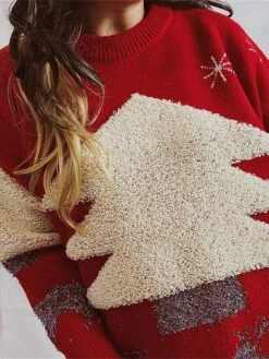 Women's Ugly Christmas Sweater Pullover Sweater Jumper Crew Neck Ribbed Knit Polyester Oversized Fall Winter Regular Outdoor Christmas Daily Stylish Casual Soft Long Sleeve Elk Christmas Tree -Xmas Cothing Store quwpwa1696903369304