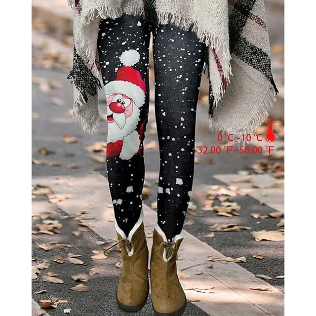 Women's Fleece Pants Xmas Tights Leggings Thermal Underwear Fleece Lined Dark Gray Khaki Red Vacation Casual Christmas Snowman Weekend Winter Print Stretchy Ankle-Length Thermal Warm Santa Claus 6 Women's Fleece Pants Xmas Tights Leggings Thermal Underwear Fleece Lined Dark Gray Khaki Red Vacation Casual Christmas Snowman Weekend Winter Print Stretchy Ankle-Length Thermal Warm Santa Claus - Image 4