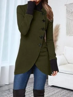 Women's Overcoat Long Pea Coat Single Breasted Stand Collar Trench Coat Christmas Xmas Red Slim Fit Winter Coat Windproof Warm Comtemporary Stylish Casual Jacket Long Sleeve Black Wine Army Green -Xmas Cothing Store qzigrg1696918982881