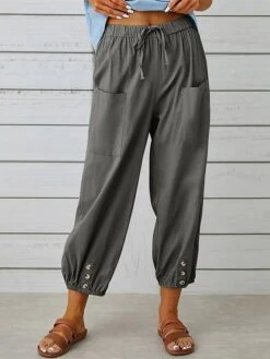 Women's Linen Pants Cropped Pants Harem Pants Ankle-Length Cotton And Linen Pocket Vacation Xmas Streetwear Christmas Street Black White S M Winter Autumn / Fall 18 Women's Linen Pants Cropped Pants Harem Pants Ankle-Length Cotton And Linen Pocket Vacation Xmas Streetwear Christmas Street Black White S M Winter Autumn / Fall -Xmas Cothing Store qzpeok1695347132943