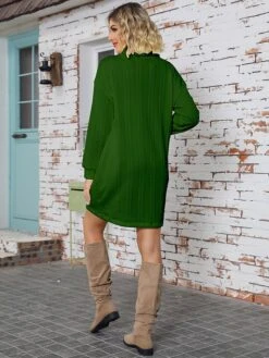 Women's Sweater Dress Turtleneck Ribbed Knit Print Fall Winter Long Christmas Stylish Soft Long Sleeve Santa Claus Yellow Green S M L -Xmas Cothing Store rapeia1697077873980