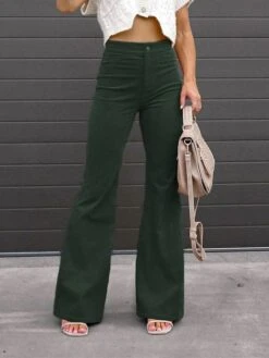 Women's Bell Bottom Pants Trousers Full Length Corduroy Pocket High Waist Fashion Streetwear Christmas Street Xmas Wine Black S M Winter Autumn / Fall -Xmas Cothing Store rbvfek1695347104265