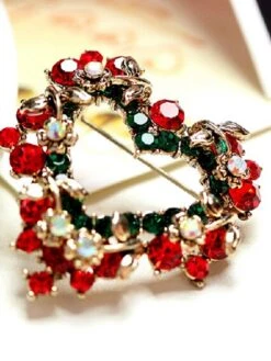 Women's Christmas AAA Cubic Zirconia Brooches Classic Sweet Heart Stylish Brooch Jewelry Gold For Xmas Street Date -Xmas Cothing Store rbxpxd1697162183553