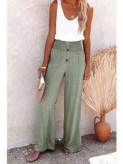 Women's Wide Leg Pants Trousers Full Length Cotton And Linen Pleated Micro-elastic High Waist Vacation Xmas Streetwear Christmas Street Wine Black S M Winter Autumn / Fall -Xmas Cothing Store rchlrb1696907547744
