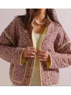 Women's Parka Lightweight Christmas Daily Wear Print Open Front Stand Collar Minimalism Flowers Regular Fit Outerwear Xmas Long Sleeve Spring Fall Khaki S M L -Xmas Cothing Store rdibfd1692703237536