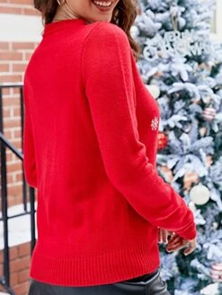 Women's Ugly Christmas Sweater Pullover Sweater Jumper Crew Neck Ribbed Knit Acrylic Sequins Embroidered Fall Winter Regular Christmas Daily Xmas Stylish Casual Soft Long Sleeve Animal Elk Black -Xmas Cothing Store rdwngf1695029203533