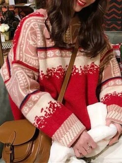 Women's Ugly Christmas Sweater Pullover Sweater Jumper Christmas Sweaters Crew Neck Ribbed Knit Acrylic Knitted Fall Winter Regular Outdoor Christmas Daily Fashion Casual Soft Long Sleeve Snowflake -Xmas Cothing Store rezuvi1697785150329