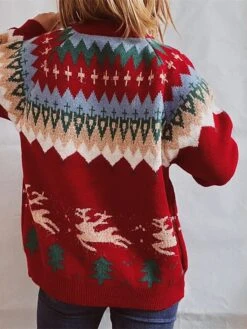 Women's Ugly Christmas Sweater Pullover Sweater Jumper Crew Neck Crochet Knit Acrylic Knitted Fall Winter Christmas Holiday Stylish Casual Soft Long Sleeve Xmas Tree White Red Navy Blue S M L -Xmas Cothing Store rfdaro1659414995118