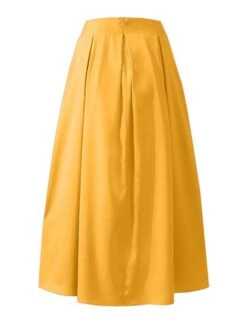 Women's Skirt Swing Work Skirt Maxi Cotton And Linen Red Black Yellow Pink Skirts Pocket Fashion Christmas Office / Career S M L -Xmas Cothing Store rhmfot1644827792292