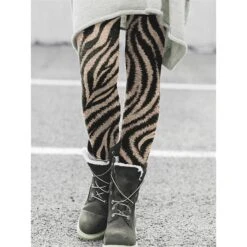 Women's Tights Leggings Full Length Print Micro-elastic Mid Waist Fashion Christmas Gifts Christmas Black Yellow S M -Xmas Cothing Store riapno1656644877859
