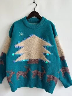 Women's Ugly Christmas Sweater Pullover Sweater Jumper Crew Neck Ribbed Knit Acrylic Sequins Fall Winter Regular Outdoor Christmas Daily Stylish Casual Soft Long Sleeve Elk Christmas Tree Snowflake 33 Women's Ugly Christmas Sweater Pullover Sweater Jumper Crew Neck Ribbed Knit Acrylic Sequins Fall Winter Regular Outdoor Christmas Daily Stylish Casual Soft Long Sleeve Elk Christmas Tree Snowflake -Xmas Cothing Store riwelm1696903390142