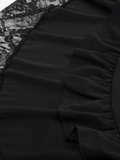 Women's Skirt Asymmetrical Polyester Lace Over Charmeuse Black Red Navy Blue Skirts Winter Ruffle Drawstring Side Button High Waist Steampunk® Retro Gothic Carnival Costumes Ladies Christmas -Xmas Cothing Store rmeedv1635224756041