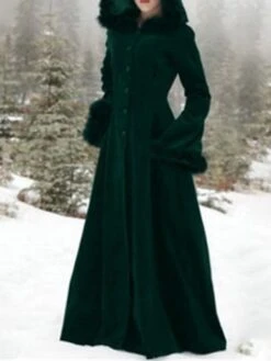 Women's Cloak / Capes Christmas Party Cosplay Over Coat Winter Long Pea Coat With Hood Fall Windproof Warm Trench Coat Wool Coat -Xmas Cothing Store rmvllx1663752047483