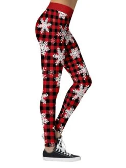 Women's Leggings Xmas Green Wine Red Mid Waist Sports Streetwear Christmas Weekend Print Micro-elastic Ankle-Length Comfort Heart S M L XL / Slim -Xmas Cothing Store rotagi1629428688176