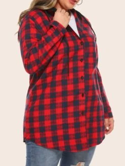 Women's Plus Size Christmas Winter Jacket Jacket Button Plaid Long Sleeve Regular Winter Fall Green Black Red XL XXL 3XL 4XL 5XL / Daily -Xmas Cothing Store rozspy1623831386883