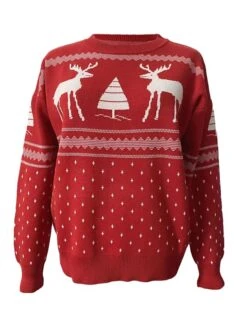 Women's Ugly Christmas Sweater Pullover Sweater Jumper Crew Neck Crochet Knit Polyester Knitted Fall Winter Outdoor Christmas Holiday Stylish Casual Soft Long Sleeve Elk Xmas Tree White Red Green -Xmas Cothing Store rpepbz1667528983935