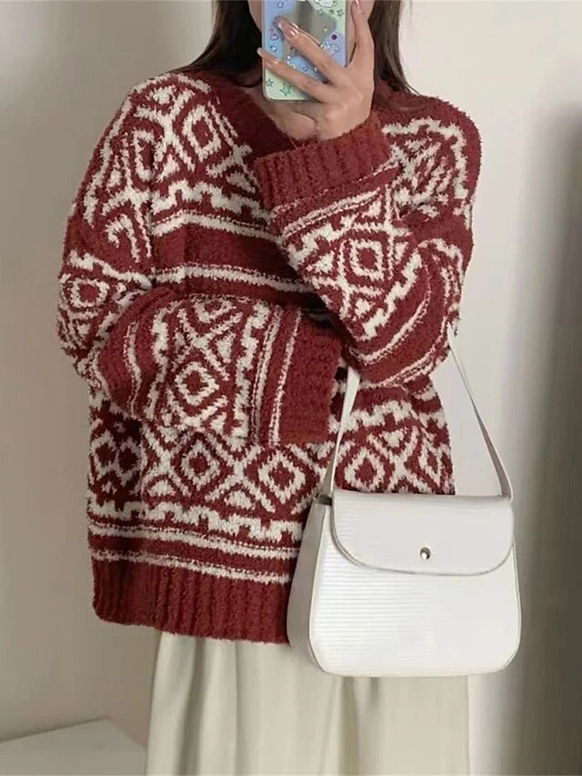 Women's Ugly Christmas Sweater Pullover Sweater Jumper Christmas Sweaters Crew Neck Ribbed Knit Acrylic Oversized Knitted Fall Winter Regular Outdoor Christmas Daily Vintage Fashion Casual Long Sleeve 4 Women's Ugly Christmas Sweater Pullover Sweater Jumper Christmas Sweaters Crew Neck Ribbed Knit Acrylic Oversized Knitted Fall Winter Regular Outdoor Christmas Daily Vintage Fashion Casual Long Sleeve - Image 2