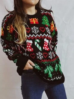 Women's Christmas Sweaters Pullover Sweater Jumper Crew Neck Chunky Knit Polyester Knitted Spring Fall Winter Regular Christmas Daily New Year Fashion Daily Vintage Style Long Sleeve Christmas Tree -Xmas Cothing Store rptcit1697539830412