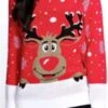 Women's Ugly Christmas Sweater Pullover Sweater Jumper Crew Neck Ribbed Knit Nylon Patchwork Knitted Fall Winter Xmas Holiday Stylish Casual Soft Long Sleeve Animal Snowflake Black Red S M L
