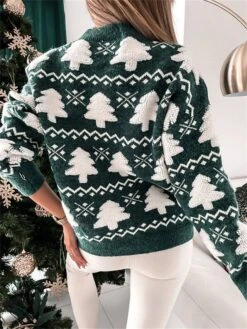 Women's Ugly Christmas Sweater Pullover Sweater Jumper Crew Neck Ribbed Knit Polyester Oversized Fall Winter Regular Outdoor Christmas Daily Stylish Casual Soft Long Sleeve Christmas Tree Red Green S -Xmas Cothing Store rrqrbh1696903346158