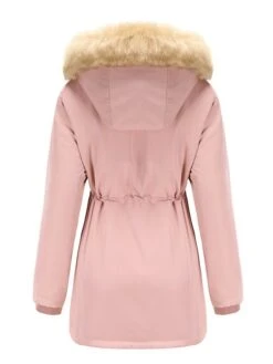 Women's Winter Coat Jacket Parka Warm Breathable Outdoor Christmas Daily Wear Vacation Xmas Pocket Fur Collar Fleece Lined Zipper Hoodie Elegant Lady Comfortable Solid Color Regular Fit Outerwear -Xmas Cothing Store rrsoxx1664516980305