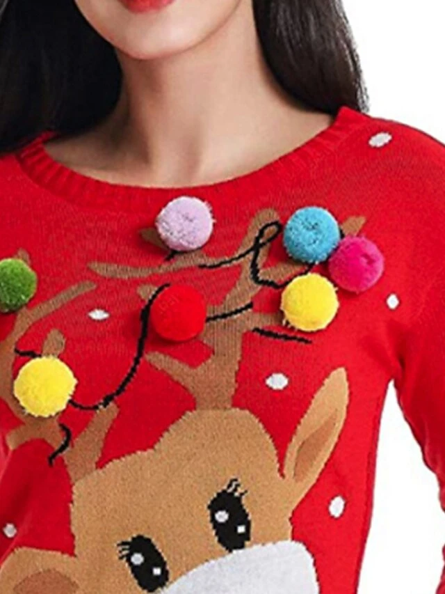 Women's Ugly Christmas Sweater Pullover Sweater Jumper Crew Neck Ribbed Knit Acrylic Knitted Fall Winter Outdoor Xmas Daily Stylish Casual Soft Long Sleeve Animal Elk Red S M L 4 Women's Ugly Christmas Sweater Pullover Sweater Jumper Crew Neck Ribbed Knit Acrylic Knitted Fall Winter Outdoor Xmas Daily Stylish Casual Soft Long Sleeve Animal Elk Red S M L - Image 2